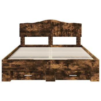 Bettrahmen Geräucherte Eiche 140 x 190 cm Holzwerkstoff