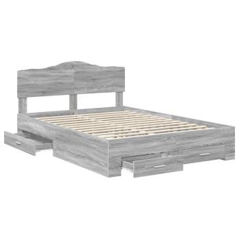 ARDEBO.de - Bettrahmen Graues Sonoma 140 x 190 cm Holzwerkstoff