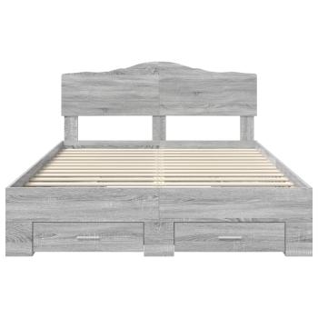 Bettrahmen Graues Sonoma 140 x 190 cm Holzwerkstoff
