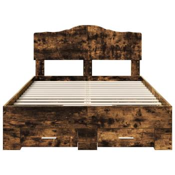 ARDEBO.de - Bettrahmen Geräucherte Eiche 135 x 190 cm Holzwerkstoff