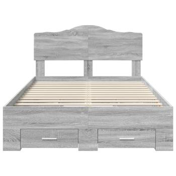 Bettrahmen Graues Sonoma 135 x 190 cm Holzwerkstoff