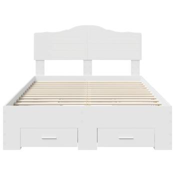 Bettrahmen mit Kopfteil Weiß 120 x 190 cm Holzwerkstoff