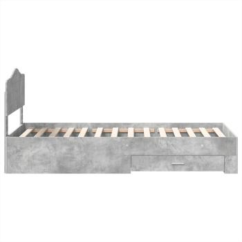 ARDEBO.de - Bettrahmen mit Kopfteil Beton Grau 90 x 190 cm Holzwerkstoff
