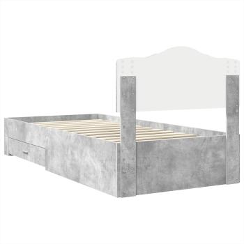 Bettrahmen mit Schubladen Beton Grau 90 x 190 cm Holzwerkstoff