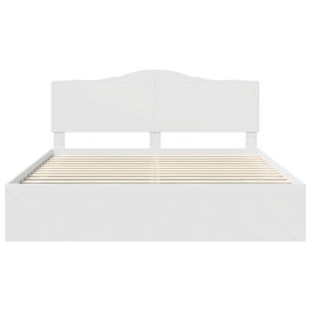 ARDEBO.de - Bettrahmen mit Kopfteil Weiß 200 x 200 cm Massives Kiefernholz