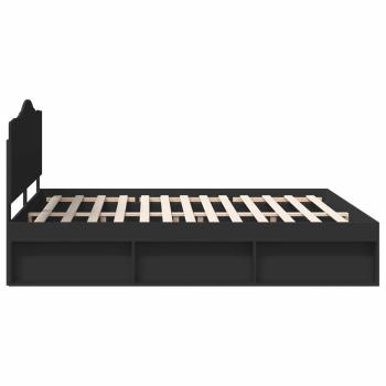 Bettrahmen Schwarz 200 x 200 cm Massives Kiefernholz