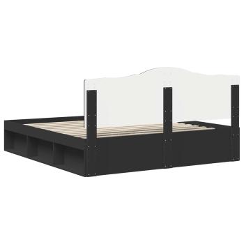 Bettrahmen Schwarz 200 x 200 cm Massives Kiefernholz