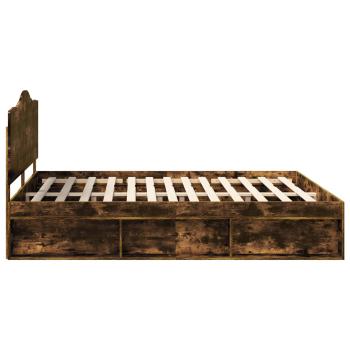 ARDEBO.de - Bettrahmen Geräucherte Eiche 200 x 200 cm Massives Kiefernholz