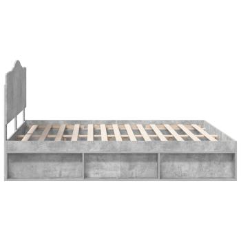Bettrahmen mit Kopfteil Beton 180 x 200 cm Massives Kiefernholz