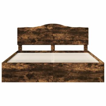Bettrahmen Geräucherte Eiche 180 x 200 cm Massives Kiefernholz