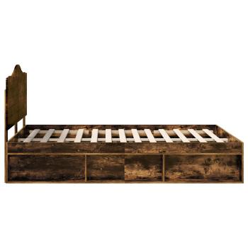 Bettrahmen Geräucherte Eiche 160 x 200 cm Massives Kiefernholz