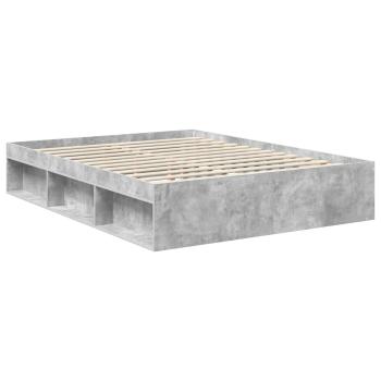 Bettrahmen Beton Grau 150 x 200 cm Massives Kiefernholz