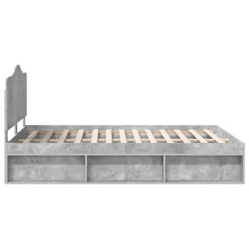 Bettrahmen Beton Grau 150 x 200 cm Massives Kiefernholz