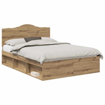 Bettrahmen mit Kopfteil Kunsthandwerk Eiche 140 x 200 cm