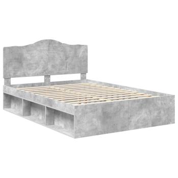 Bettrahmen mit Kopfteil Beton 140 x 190 cm Massives Kiefernholz