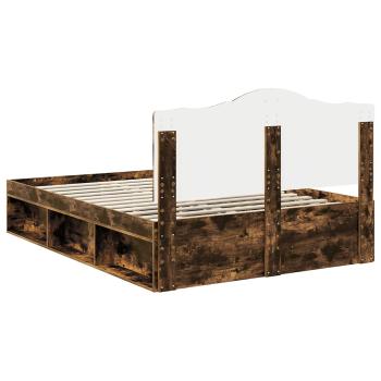 Bettrahmen Geräucherte Eiche 140 x 190 cm Massives Kiefernholz