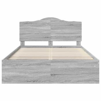 ARDEBO.de - Bettrahmen Graues Sonoma 140 x 190 cm Massives Kiefernholz
