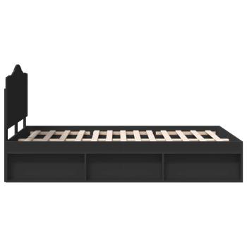 ARDEBO.de - Bettrahmen Schwarz 120 x 200 cm Massives Kiefernholz