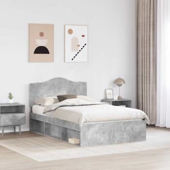 Bettrahmen mit Kopfteil Beton 120 x 200 cm Massives Kiefernholz