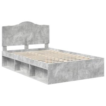 Bettrahmen mit Kopfteil Beton 120 x 200 cm Massives Kiefernholz