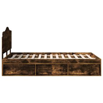 Bettrahmen Geräucherte Eiche 120 x 200 cm Massives Kiefernholz