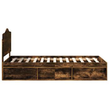 Bettrahmen Geräucherte Eiche 100 x 200 cm Massives Kiefernholz