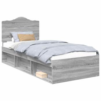 Bettrahmen Sonoma-Grau 100 x 200 cm Massives Kiefernholz
