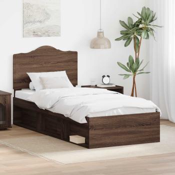 ARDEBO.de - Bettrahmen Braun Eichen-Optik 100 x 200 cm Massives Kiefernholz