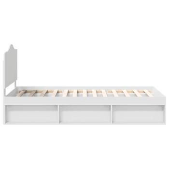 Bettrahmen mit Kopfteil Weiß 75 x 190 cm Massives Kiefernholz