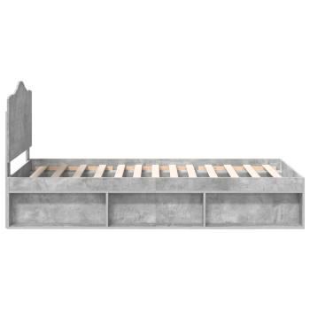 Bettrahmen Beton Grau 75 x 190 cm Massives Kiefernholz