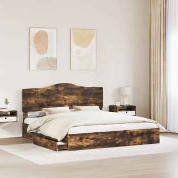Aufbewahrungsbett Räuchereiche 180 x 200 cm Holzwerkstoff