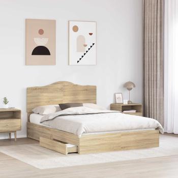 Aufbewahrungsbett Sonoma-Eiche 140 x 200 cm Holzwerkstoff
