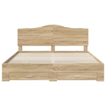 Bettrahmen mit Kopfteil Sonoma-Eiche 200 x 200 cm Holzwerkstoff