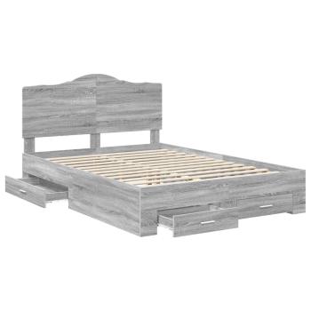 ARDEBO.de - Bettrahmen Graues Sonoma 160 x 200 cm Holzwerkstoff