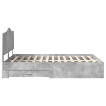 Bettrahmen mit Kopfteil Beton Grau 140 x 190 cm Holzwerkstoff