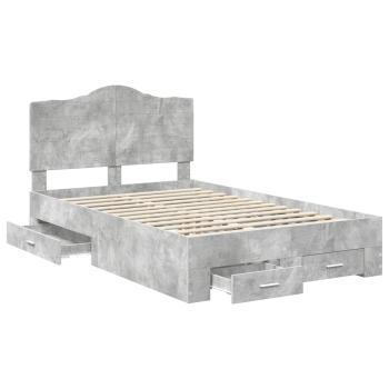 Bettrahmen mit Kopfteil Beton Grau 135 x 190 cm Holzwerkstoff