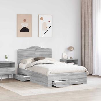 ARDEBO.de - Bettrahmen Graues Sonoma 135 x 190 cm Holzwerkstoff