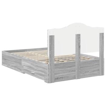 Bettrahmen Graues Sonoma 135 x 190 cm Holzwerkstoff