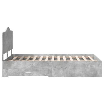 Bettrahmen mit Kopfteil Beton Grau 120 x 200 cm Holzwerkstoff