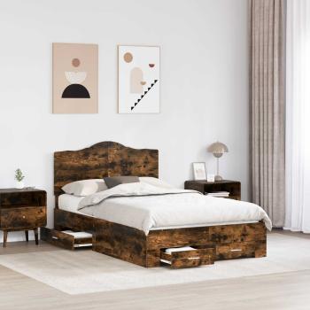 Bettrahmen Geräucherte Eiche 120 x 190 cm Holzwerkstoff