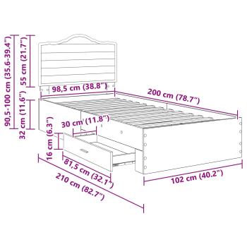 Bettrahmen mit Kopfteil Weiß 100 x 200 cm Holzwerkstoff