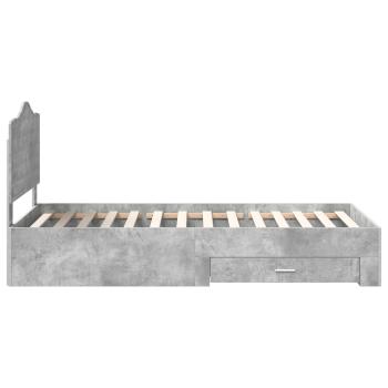 ARDEBO.de - Bettrahmen mit Kopfteil Beton Grau 100 x 200 cm Holzwerkstoff