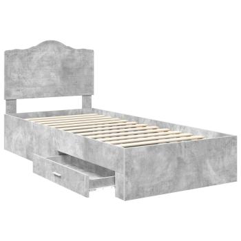 Bettrahmen mit Schubladen Beton Grau 100 x 200 cm Holzwerkstoff
