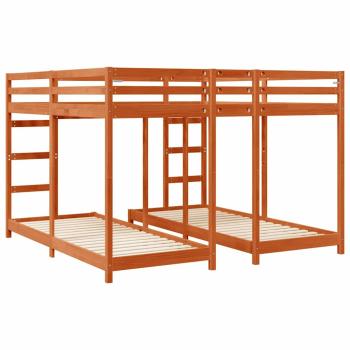 Etagenbett Wachsbraun 200 x 200 cm Massives Kiefernholz