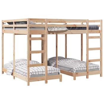 ARDEBO.de - Etagenbett Braun 160 x 200 cm Massives Kiefernholz