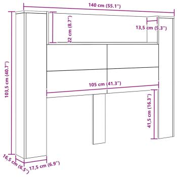 Kopfteil mit Kopfteil Altholz 140 x 17 x 104,5 cm Holzwerkstoff