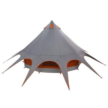 ARDEBO.de - Teepee Zelt mit Dach Grau und Orange 600 x 600 x 347 cm