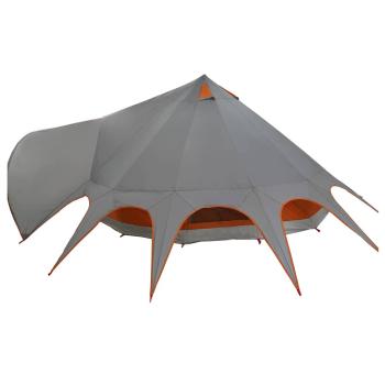 ARDEBO.de - Teepee Zelt mit Dach Grau und Orange 600 x 600 x 347 cm