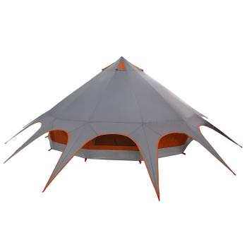 Teepee Zelt mit Dach Grau und Orange 600 x 600 x 347 cm