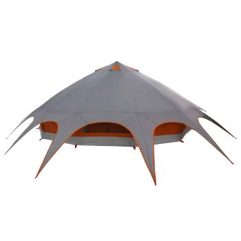 ARDEBO.de - Teepee Zelt mit Dach Grau und Orange 600 x 600 x 347 cm